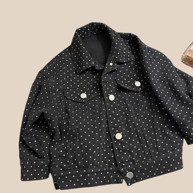 Jeansjacka med prickar – LittleTrend Flickor, Svart, Bomull, Storlek 1–8 år More For Mini