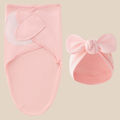 Inbäddningsfilt & Mössa – DreamNest Luxe, Unisex, Grå/Grön/Rosa/Vit/Brun, Bomull, Nyfödd More For Mini