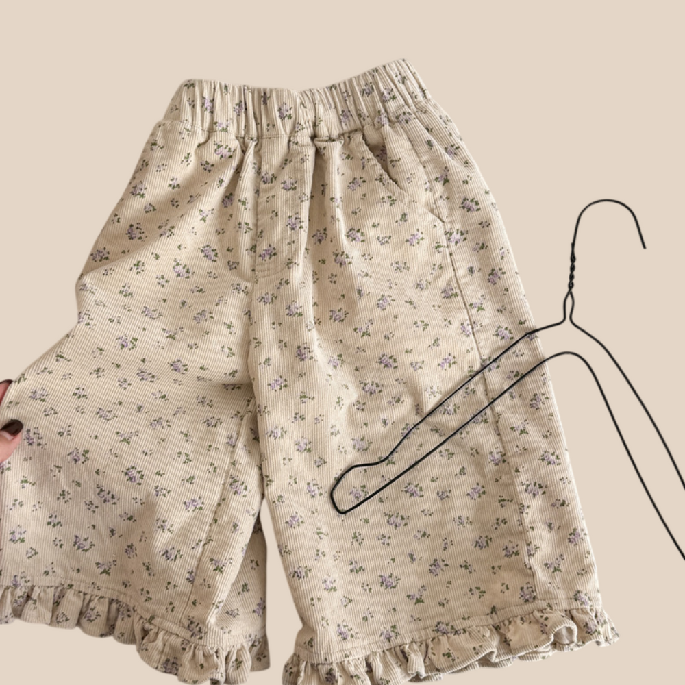 Utsvängda byxor med blommönster – BohoBlossom Flickor, Beige Bomull, Storlek 0–6 år More For Mini