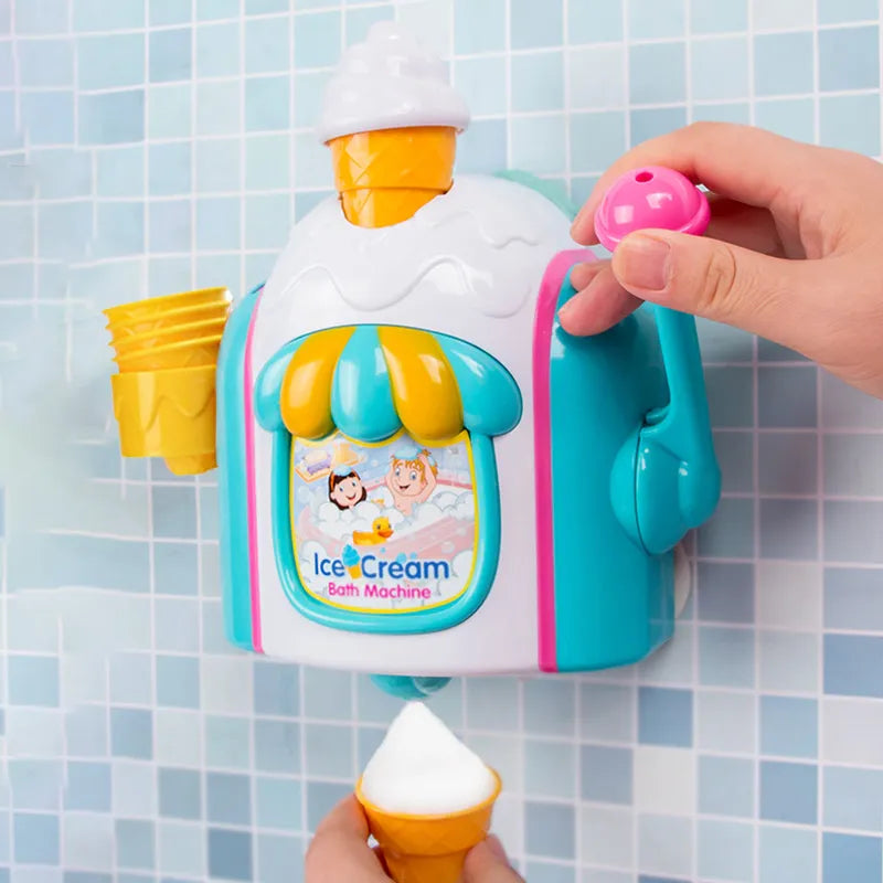 Badleksak som gör skumglass – tvålpump med spak, ABS-plast | skummaskin för badet
