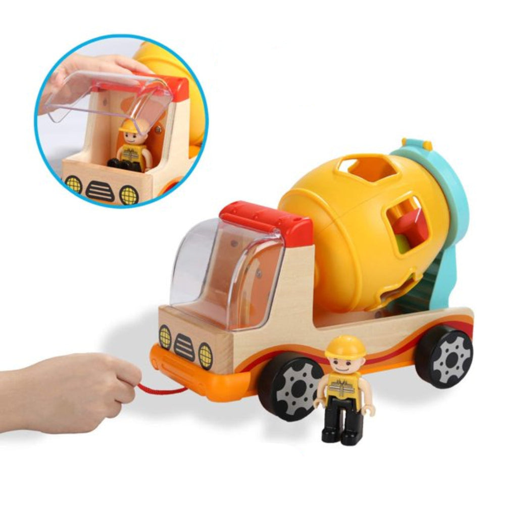 Houten Cementwagen met Vormensorteerder – Educatief Speelgoed vanaf 3 Jaar More For Mini