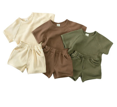SunnySprout Ribbat Set – Andningsbart Bomulls-sommarset för Aktiva Bebisar & Småbarn 0–9 år More For Mini