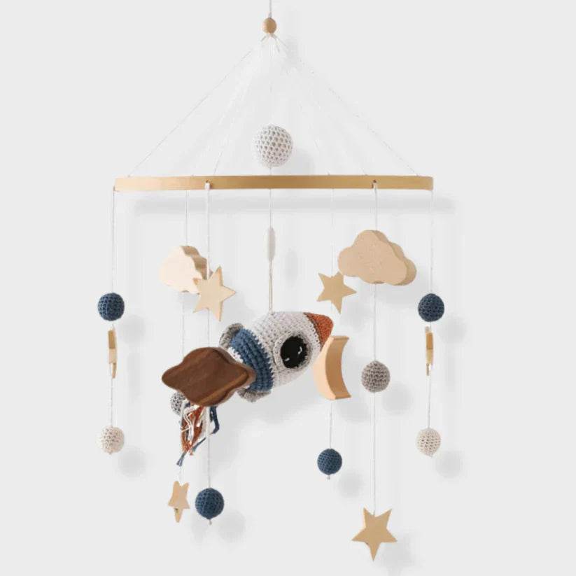 Rustgevende Houten Babymobiel Zonder Batterij – Natuurlijke Materialen & Zachte Kleuren | LittleNest SkyWhirl More For Mini