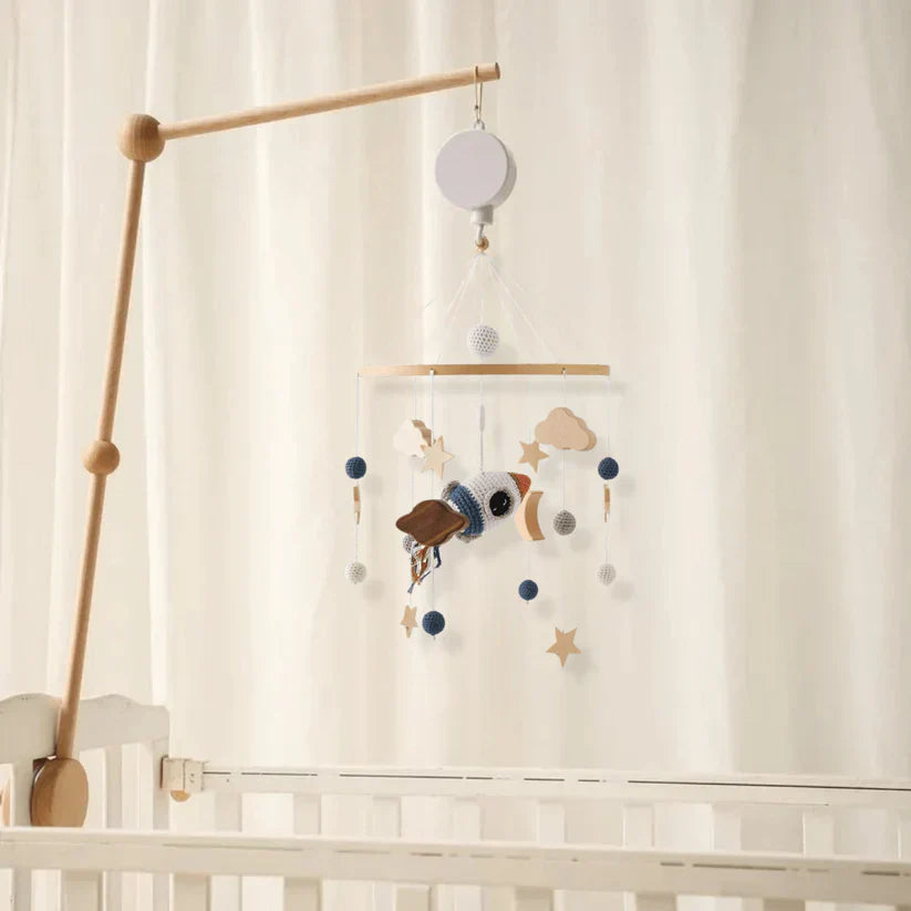 Rustgevende Houten Babymobiel Zonder Batterij – Natuurlijke Materialen & Zachte Kleuren | LittleNest SkyWhirl More For Mini