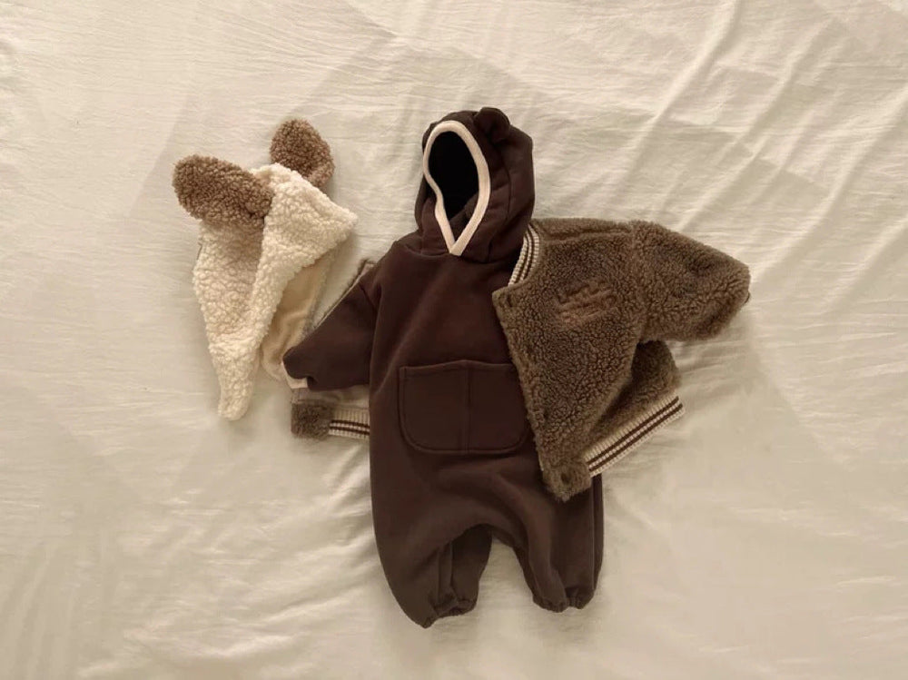 Teddy Bomber Jas voor Kinderen | Zachte Warme Winterjas Unisex | 9 Maanden – 3 Jaar | Fleece Look met Sportieve Boorden More For Mini