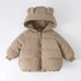 Winterjas met Berenoren en Ribbel - Lusa Meisjes, Bruin/Wit/Roze/Beige, Polyester, Maat 0-8 Jaar-More For Mini