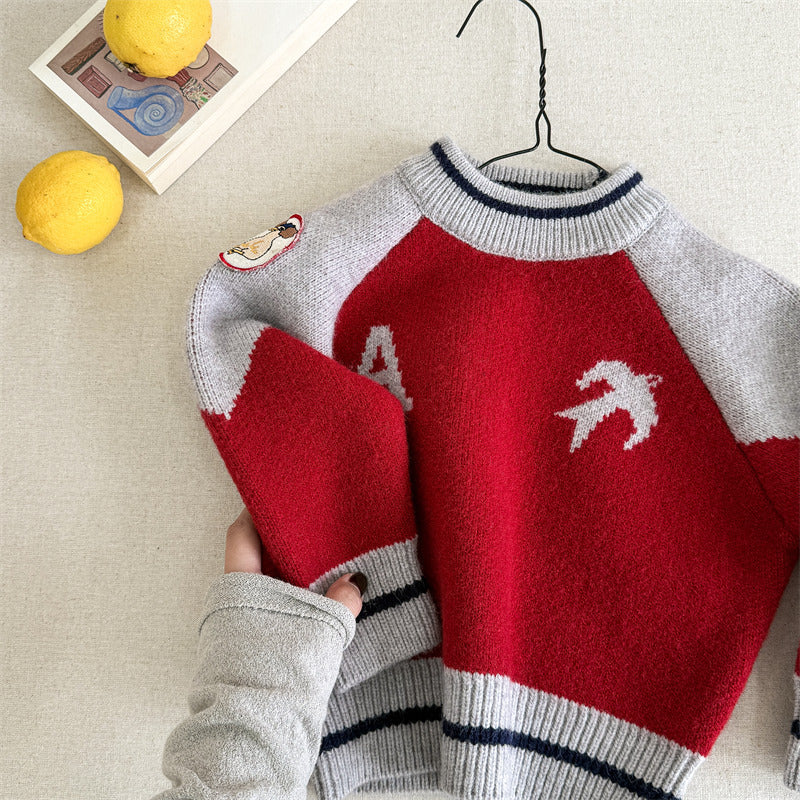 Gebreide Trui - LittleBird Jongens, Blauw/Rood, Katoen, Maat 0-6 Jaar-More For Mini