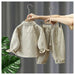 Set med Byxa och Tröja – Little Explorer Unisex, Beige/Grön, Bomull, Storlek 0–7 år More For Mini