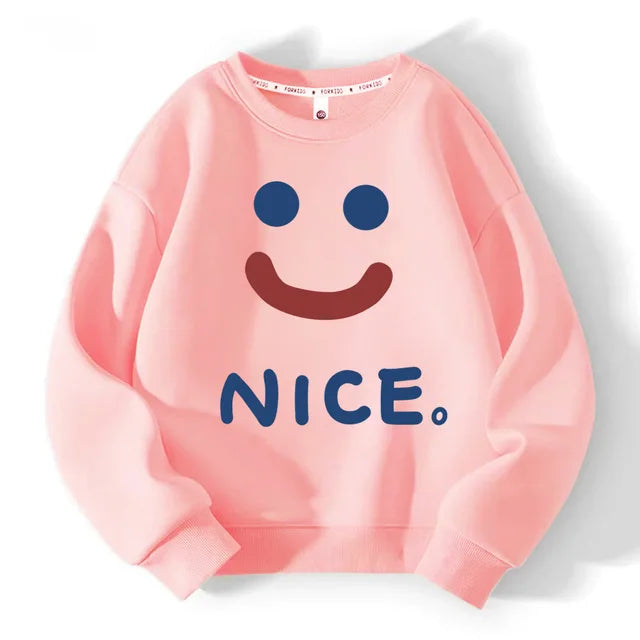 Sweater met Print – Nice Unisex, Grijs/Wit/Roze/Rood, Katoen, Maat 2-9 Jaar-More For Mini