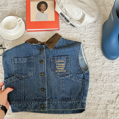 Kinder Spijker Gilet – Denim Bodywarmer Zonder Mouwen – Vintage Look (9m–6jr) More For Mini