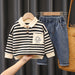 Set med Randig Tröja och Jeans – Astronaut Little Voyager Pojkar, Röd/Blå/Svart, Bomull, Storlek 0–5 år More For Mini