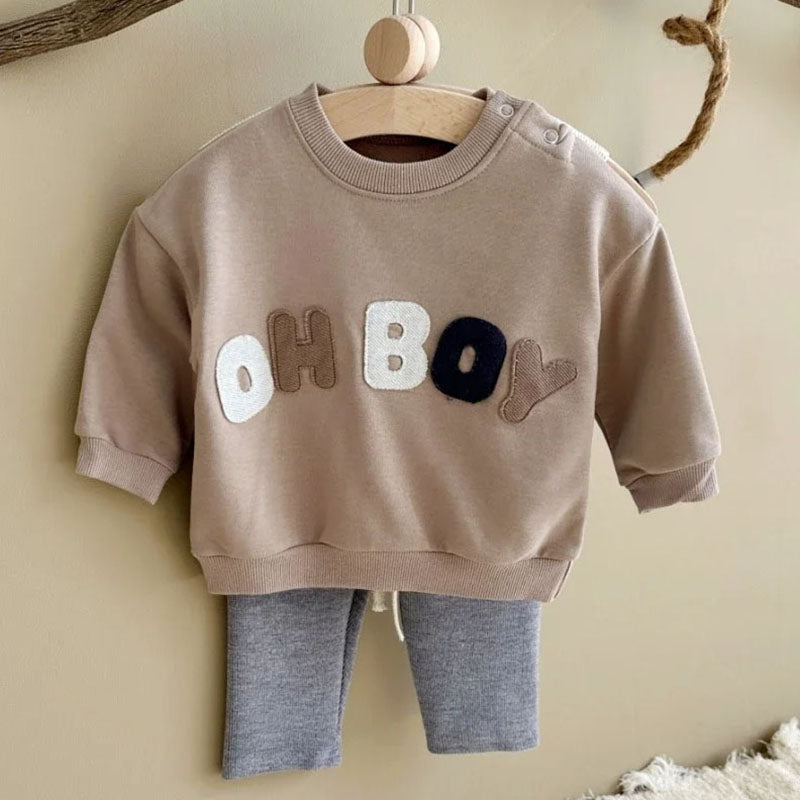 Klädset med leggings och tröja – LittleNomad Pojkar, Beige/Brun/Grön, Bomull, Storlek 0–3 år More For Mini