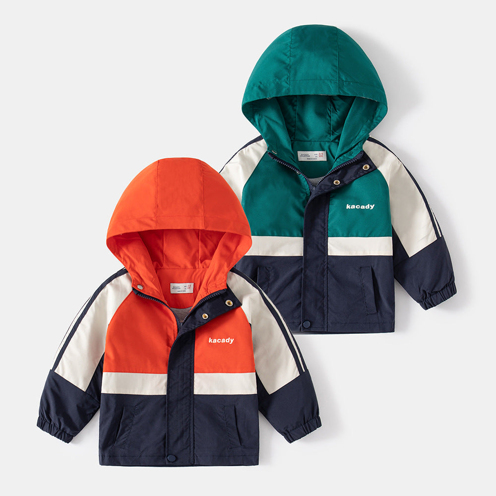 Regenjas - Thim Jongens, Groen/Oranje/Blauw, Polyester, Maat 2-8 Jaar-More For Mini