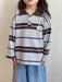 Pikétröja med ränder – LuckyStripe Unisex, Brun/Grå, Bomull, Storlek 0–8 år More For Mini
