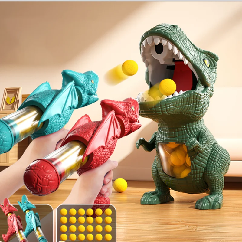 Dinosaurie Skjutspel Barn – T-Rex Ball Shooter med Foamblollar More For Mini