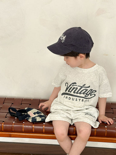 Sommarklädset Vintage T-shirt + Korta Joggingbyxor – Baby, Småbarn, Förskolebarn, Barn, Grå/Brun, Bomull, Storlek 0–8 år More For Mini