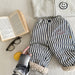 Broek met Fleece binnenkant - Little Explorer Unisex, Blauw/Groen/Gestreept, Katoen, Maat 0-6 Jaar-More For Mini