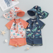SunnySplash Zwemset Kinderen | T-Shirt, Broek & Zonnehoed | UV-Bescherming | Dinosaurus & Krab | 0-3 Jaar More For Mini