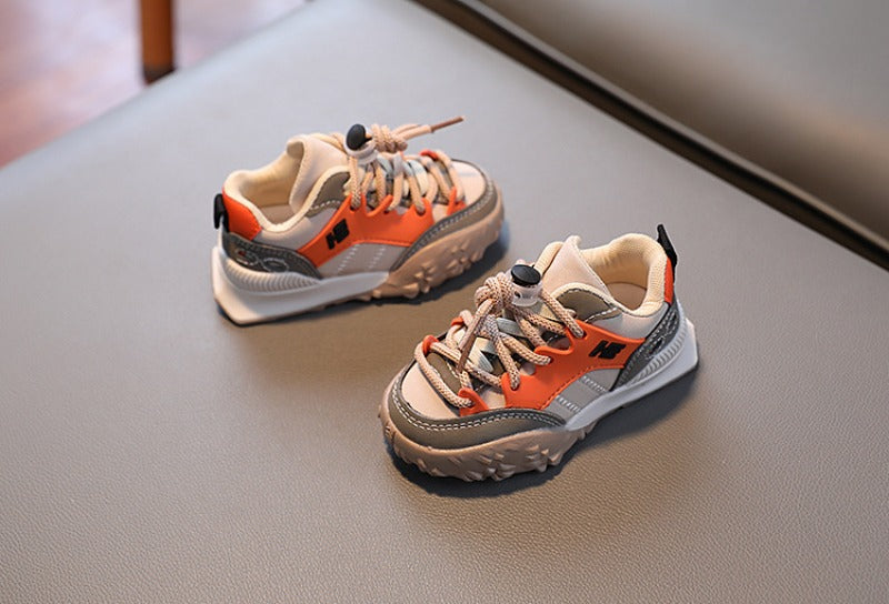 Sneakers - Gali Unisex, Zwart/Oranje, Polyester, Maat 21-30-More For Mini