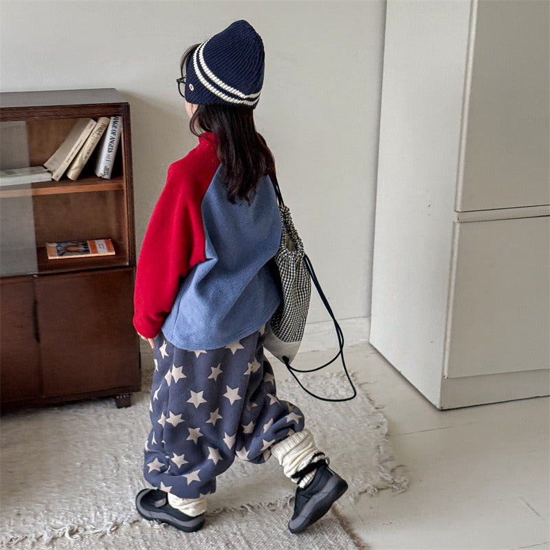 Sweater met Fleece - CityStyle Unisex, Blauw/Wit, Katoen, Maat 0-6 Jaar-More For Mini