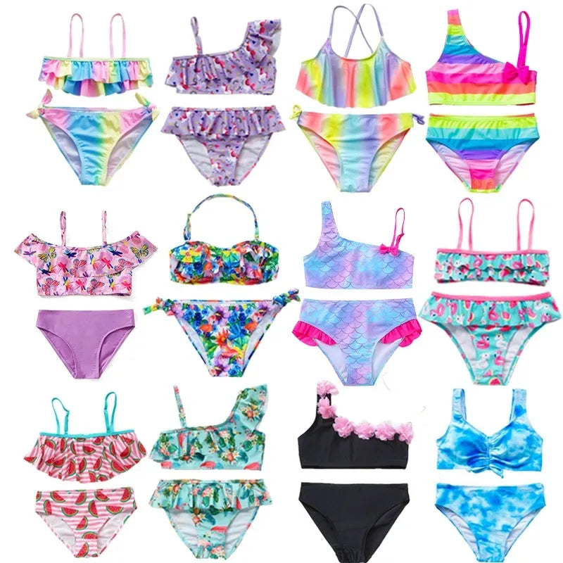 Flickor Tankini Baddräkt Sjöjungfruprint – Sommarstrandkläder | 3-12 år More For Mini