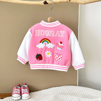 Baseball Jas - Asmara Unisex, Blauw/Roze, Katoen, Maat 0-3 jaar-More For Mini