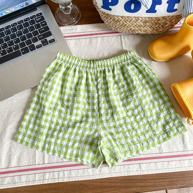 Rutig Kortbyxa – Gigi Småbarn, Förskolebarn, Barn, Grön/Svart/Gul/Röd/Rosa/Blå, Bomull, Storlek 1–7 år More For Mini