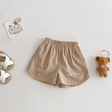 Kortbyxa med Björn – Lino Shorts Unisex, Brun/Grön/Beige/Blå, Bomull, Storlek 0–5 år More For Mini