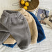 Teddy Joggingbroek - Snuggle Unisex, Bruin/Grijs/Blauw, Katoen Maat 0-6 Jaar-More For Mini