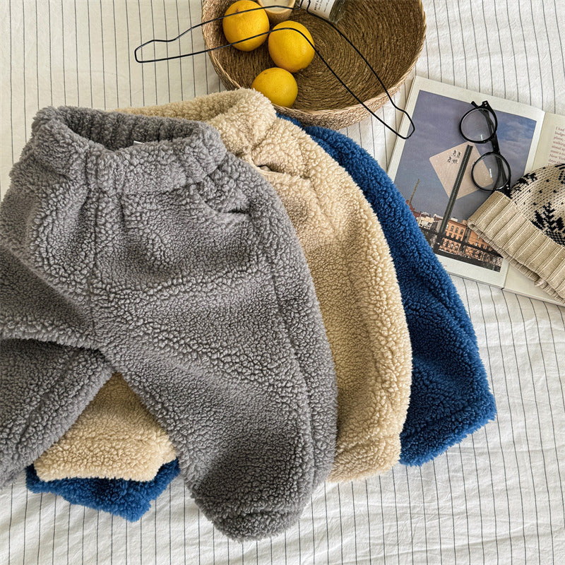 Teddy Joggingbroek - Snuggle Unisex, Bruin/Grijs/Blauw, Katoen Maat 0-6 Jaar-More For Mini