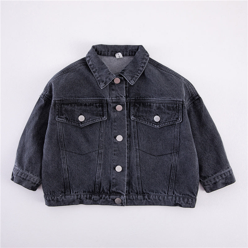 Klassieke Spijkerjas - Unisex, Blauw/Zwart, Katoen, Denim, Maat 1-8 Jaar-More For Mini