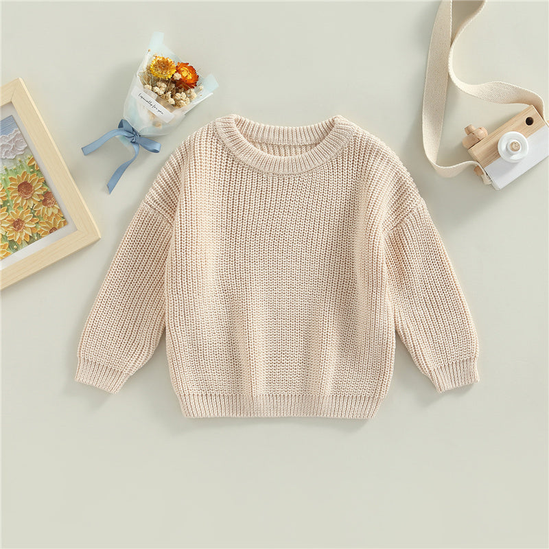 Gebreide Trui - Amba Unisex, Wit/Zwart/Blauw/Roze/Groen/Grijs/Bruin, Katoen, Maat 0-6 jaar-More For Mini