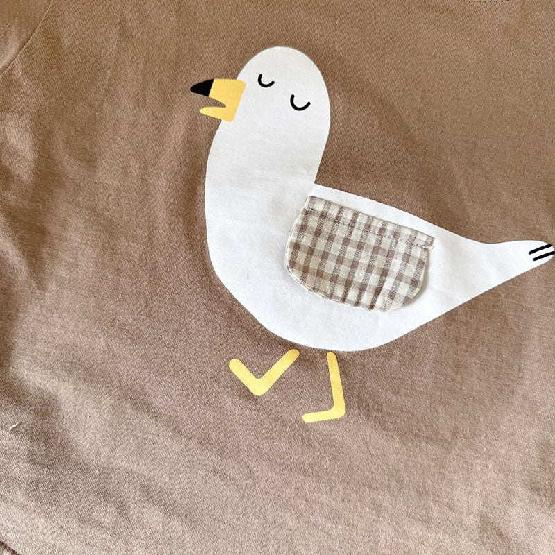 3D T-shirt med haj och mås – Baby, Småbarn, Förskolebarn, Barn, Blå/Brun, Bomull, Storlek 0–8 år More For Mini