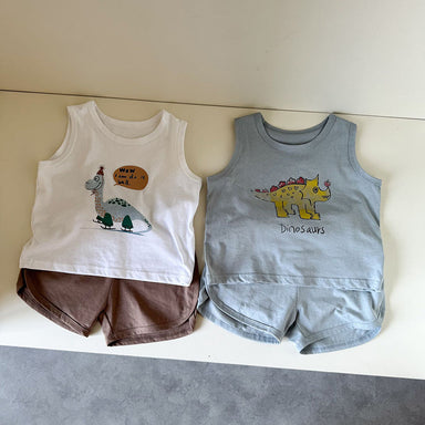 DinoFun Sommarset för Barn – Unisex T-shirt & Shorts med Dino-tryck | Roaro Kids | Storlek 0–8 år | Bomull MoreForMini
