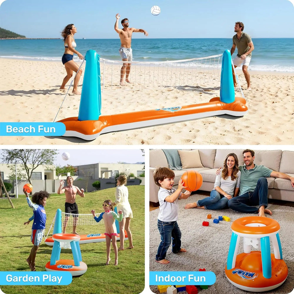 Uppblåsbar Pool Lekset – Volleybollnät & Basketkorg | Flytande More For Mini