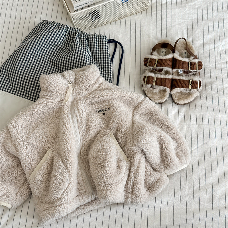 Teddy Fleece Vest - FluffyNest Meisjes, Beige/Groen/Grijs/Bruin, Katoen, Maat 0-6 Jaar-More For Mini