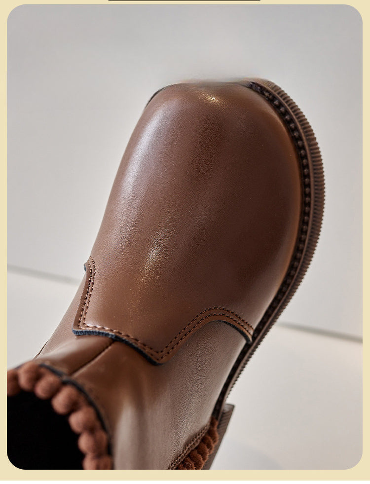 Enkellaars – Nilla Meisjes, Bruin/Zwart, Leer, Maat 23-26-More For Mini