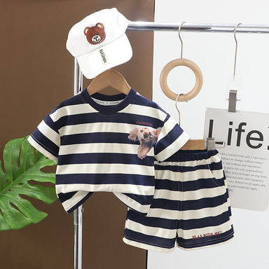 Sommar Randigt Klädset T-shirt + Shorts Jogging – Baby Småbarn Förskolebarn Doggo Days, Brun/Svart, Bomull, Storlek 0–5 år More For Mini