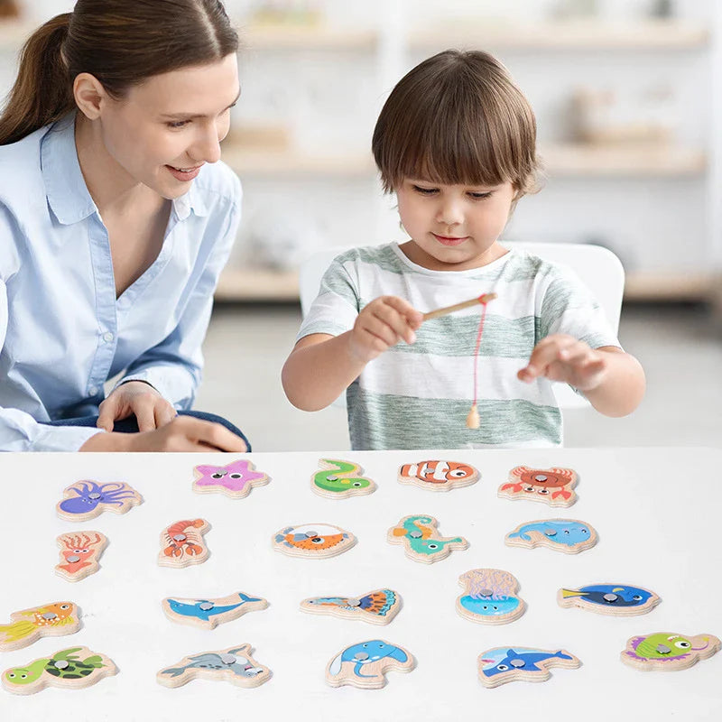 Montessori Magnetiskt Trä Fiskespel – Pedagogisk Havslekssak More For Mini