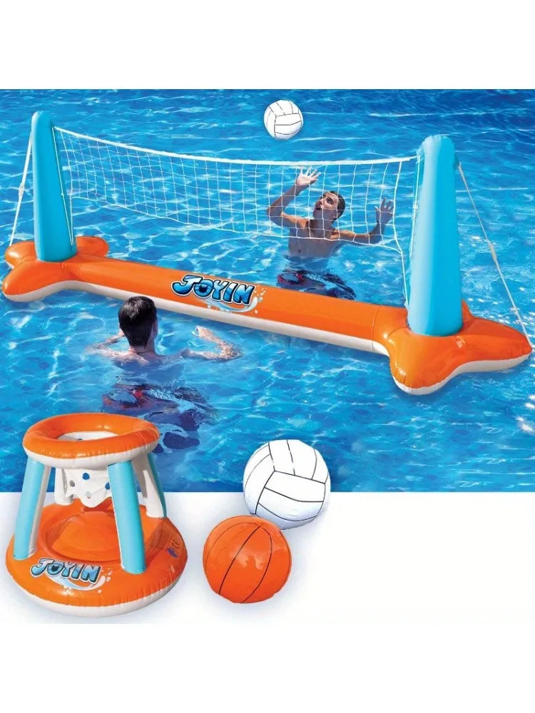 Uppblåsbar Pool Lekset – Volleybollnät & Basketkorg | Flytande More For Mini