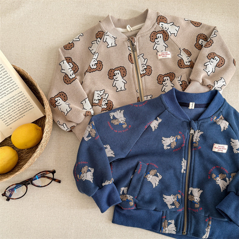 Väst med hundtryck – PuppyPals Unisex, Blå/Brun, Bomull, 0–6 år More For Mini