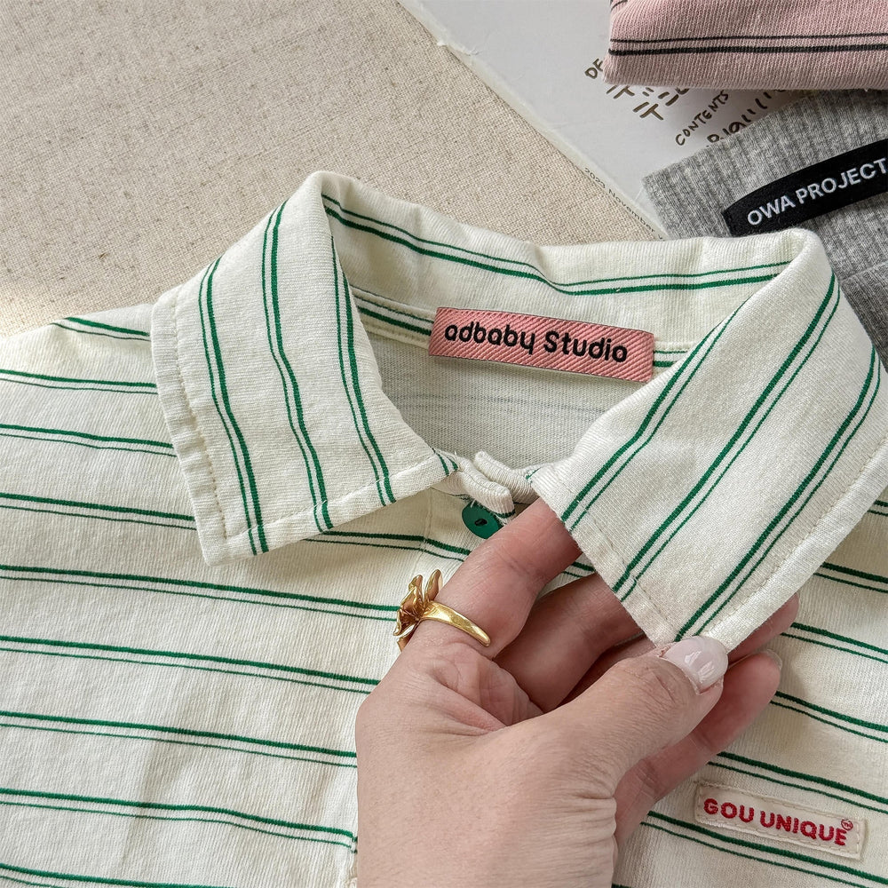 OWA Polo Stripe Unisex Barntröja 0–6 år | Randig pikétröja – Bomull More For Mini