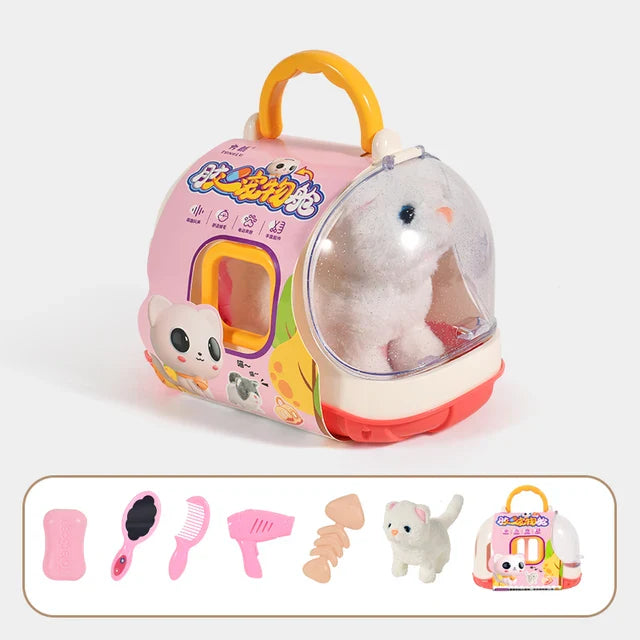Huisdier Verzorg Set – Kinder Speelgoed voor Dierenliefhebbers met Pluchen Huisdier, Draagbare Reismand, Accessoires (Borstel, Kam, Bot, Poopschepje, 3+ Jaar)-More For Mini