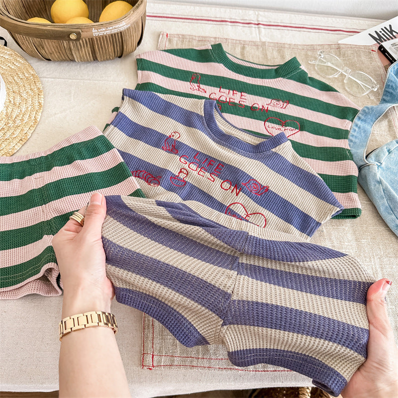 Ribb Sommarset – Little Waves Unisex, Blå/Grön, Bomull, 0–6 år More For Mini