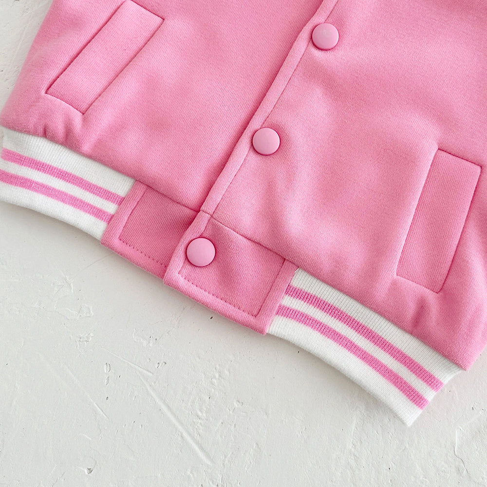 Baseball Jas - Asmara Unisex, Blauw/Roze, Katoen, Maat 0-3 jaar-More For Mini