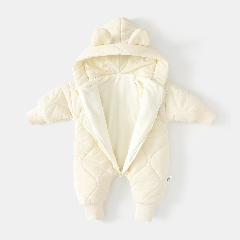 Onesie Met Berenoren - Accra Unisex, Beige/Groen/Koffie, Katoen, Maat 6-18 Maanden-More For Mini