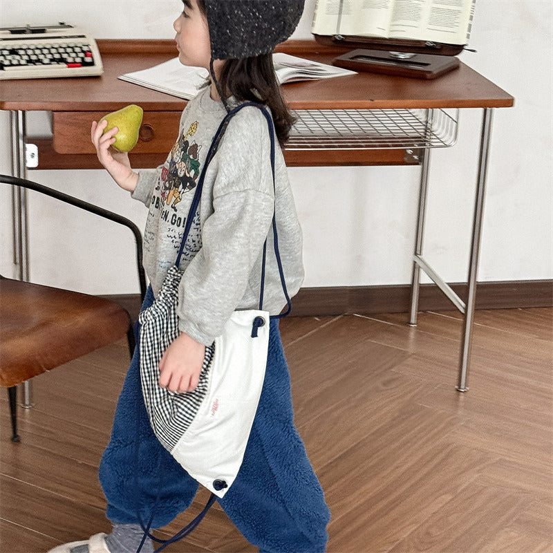 Sweater met Print - FunCrew Unisex, Blauw/Grijs/Beige, Katoen, Maat 0-6 Jaar-More For Mini