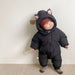 Jumpsuit/Overall Jas met Capuchon - Kat Baby, Beige/Zwart, Polyester, Maat 0-2 Jaar-More For Mini