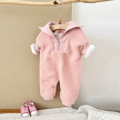 Jumpsuit/Overall van Fleece - Baby, Roze/Bruin, Katoen, Maat 0-2 Jaar-More For Mini
