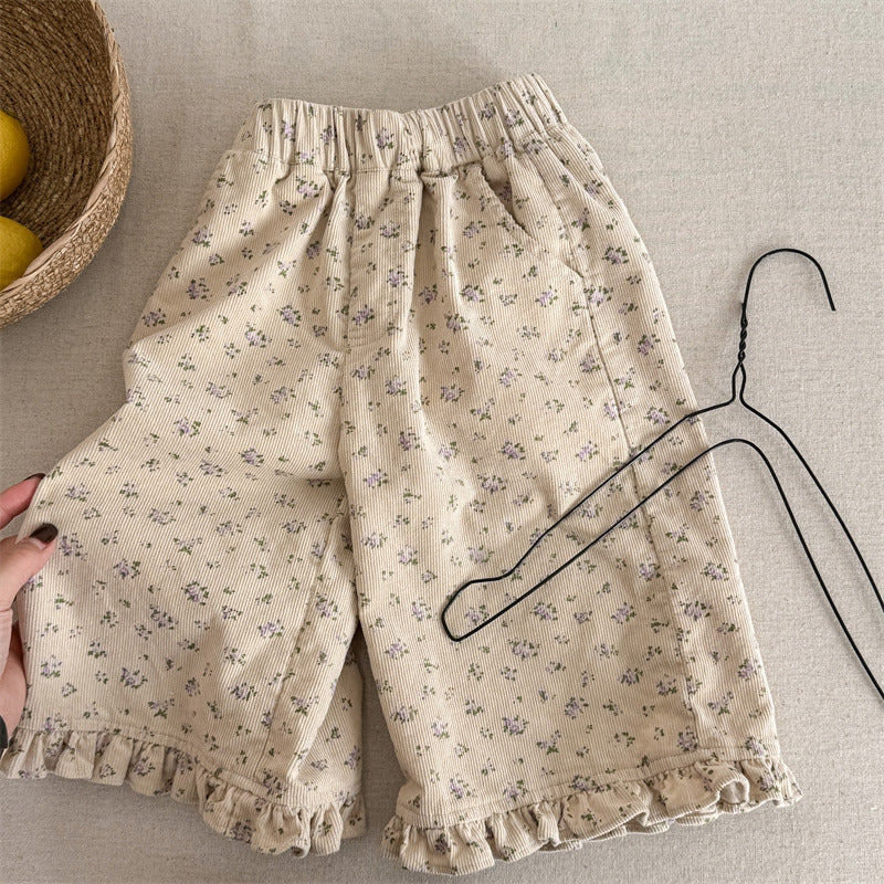Utsvängda byxor med blommönster – BohoBlossom Flickor, Beige Bomull, Storlek 0–6 år More For Mini